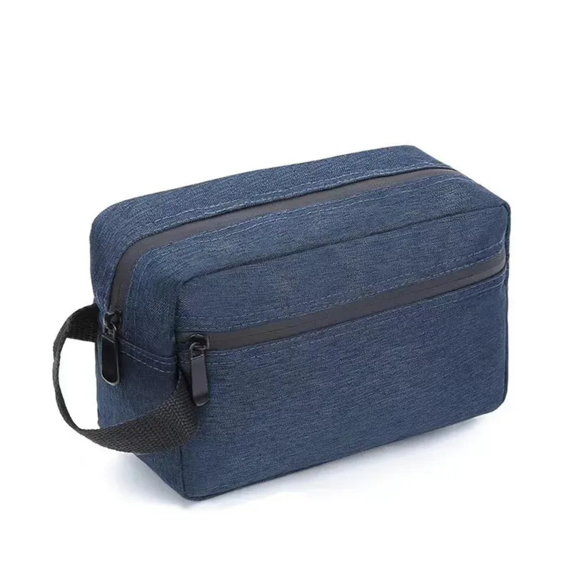 sac à cosmétiques en toile décontracté avec poignée en cuir, sac de voyage pour hommes, lavage, rasage, femmes, rangement de toilette, sac de rangement étanche