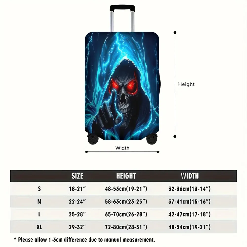 housse valise polyester imprimé crâne yeux rouges lumières bleues nuit bleu électrique noire protection voyage