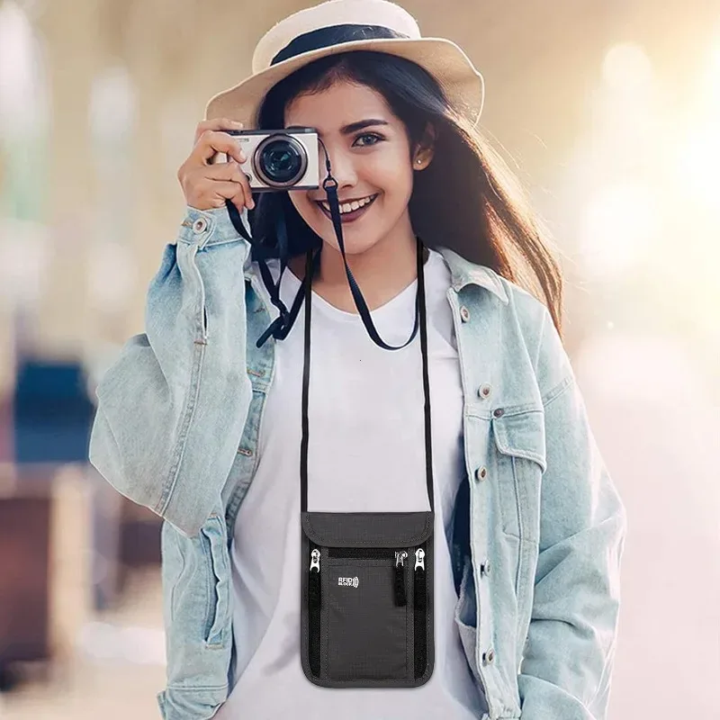 pochette de voyage, portefeuille de cou, porte-passeport familial, étui de rangement avec blocage rfid, portefeuille de voyage, accessoires de voyage