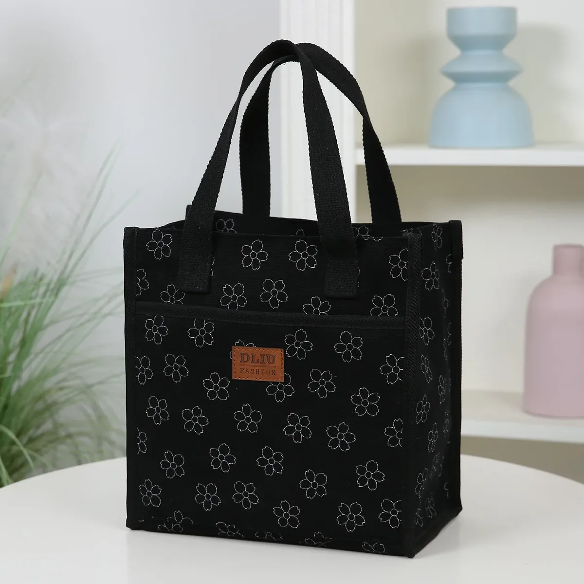 dliu, nouveau style, matière en velours côtelé, sac fourre-tout, sac à lunch, sac de rangement pour boîte à lunch, doublé de feuille d'aluminium, polyvalent pour les trajets quotidiens