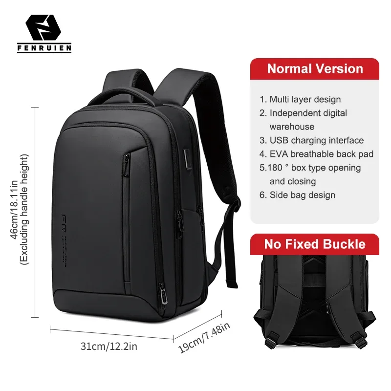 sac à dos fenruien, sac pour ordinateur portable 16 pouces pour homme, grande capacité, extensible, capacité accrue, sac de voyage