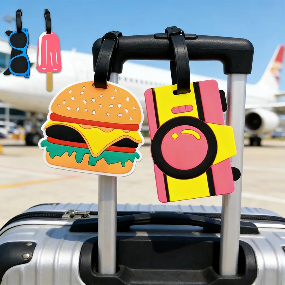 étiquettes de bagage motif crème glacée, mignonnes, pour valises, sacs d'école, étiquettes de voyage, étiquettes d'identification pour bagages de vacances d'été à la plage