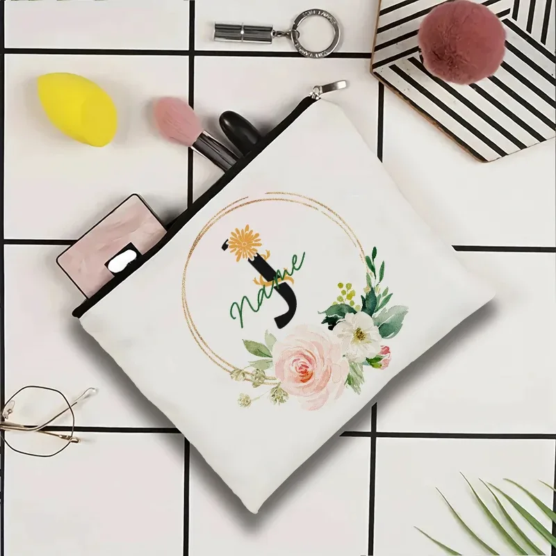 pochette à cosmétiques personnalisable avec nom, pochette à cosmétiques pour fête, pochette à cosmétiques de voyage, sac de maquillage pour mariage, organisateur avec doublure intérieure en toile pour femme