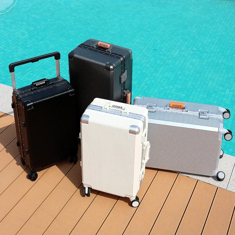 valise à cadre en aluminium de 20 pouces, valise de voyage à roulettes universelles de 26 pouces, valise à serrure de 24 pouces pour étudiants (hommes et femmes)
