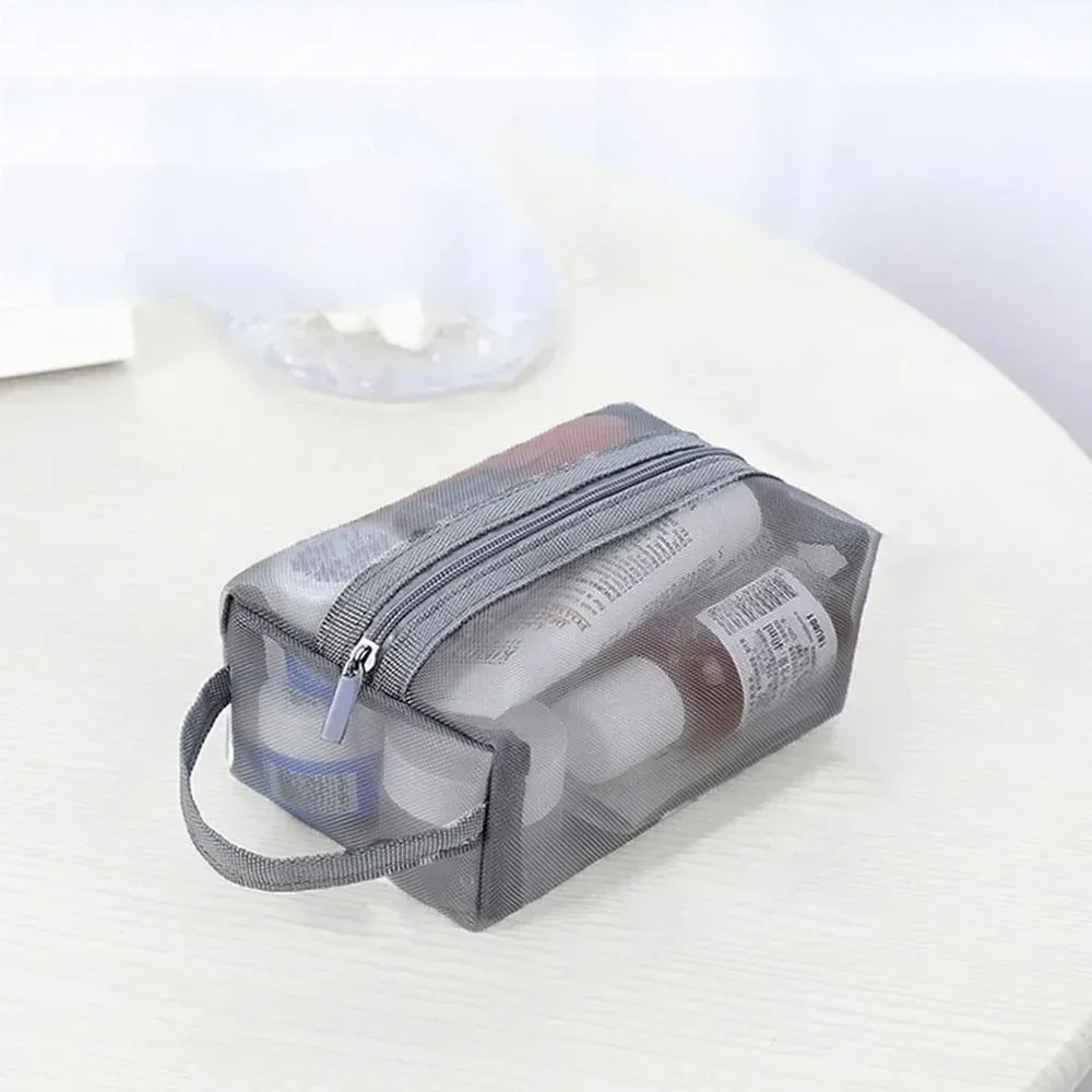 trousse de toilette en maille, sac de lavage de voyage, sac de maquillage à fermeture éclair de grande capacité, sac de rangement de soins de la peau, sac de cosmétiques pour femmes, sac de rangement coréen