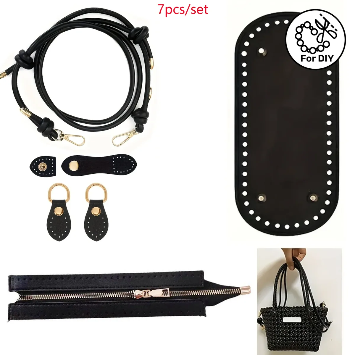 Ensemble de fabrication de sacs au crochet en 7 étapes |     Boucle réglable en PU, boucle de base et boucle en forme de gourde, sac à bandoulière élégant en similicuir, matériaux artisanaux faits main, faciles à réaliser, accessoires de sac DIY, matériaux pour la fabrication de portefeuilles, fabrication de portefeuilles DIY.