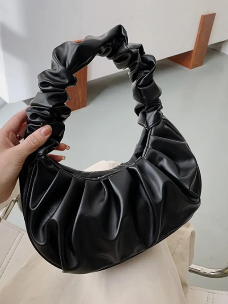 sacs à main plissés pour femmes, sacs nuage en pu, sac à aisselles de loisirs, sacs à bandoulière de shopping, sac à main boulette, sacs à main féminins