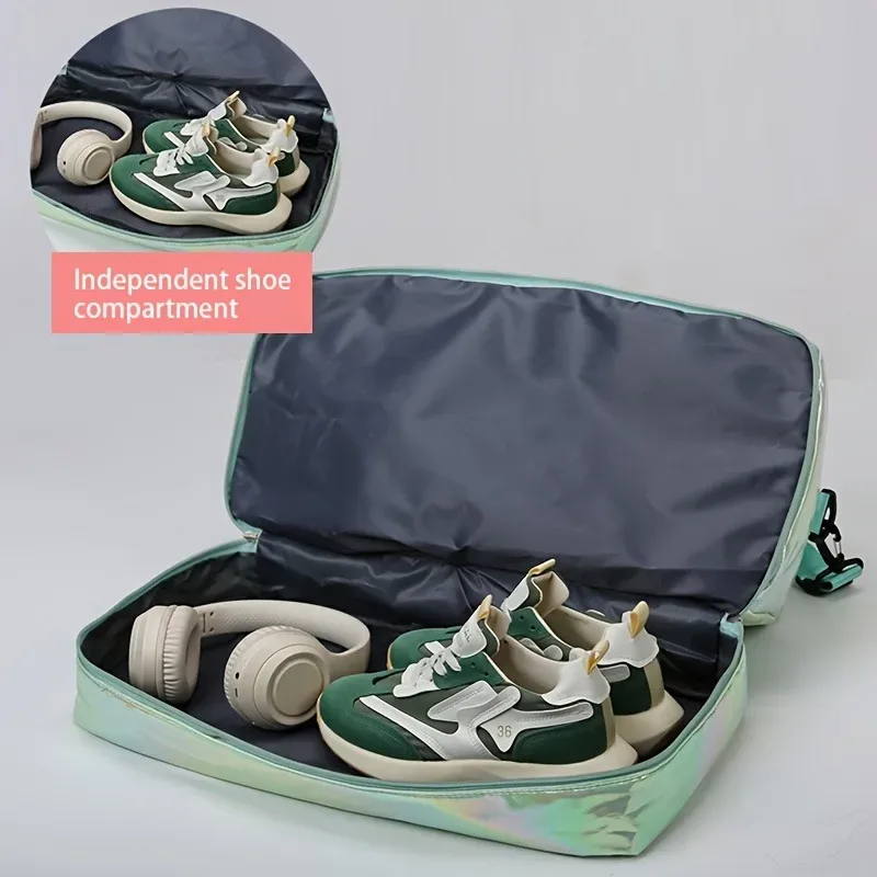 sac polochon de voyage holographique de grande capacité, fourre-tout léger en nylon pour week-end, pour sport, voyages de nuit