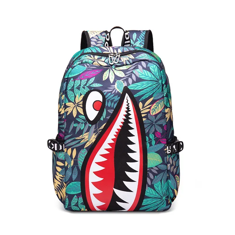 Sac à dos pour enfants, motif requin, grande capacité, léger, simple, sac à dos de dessin animé