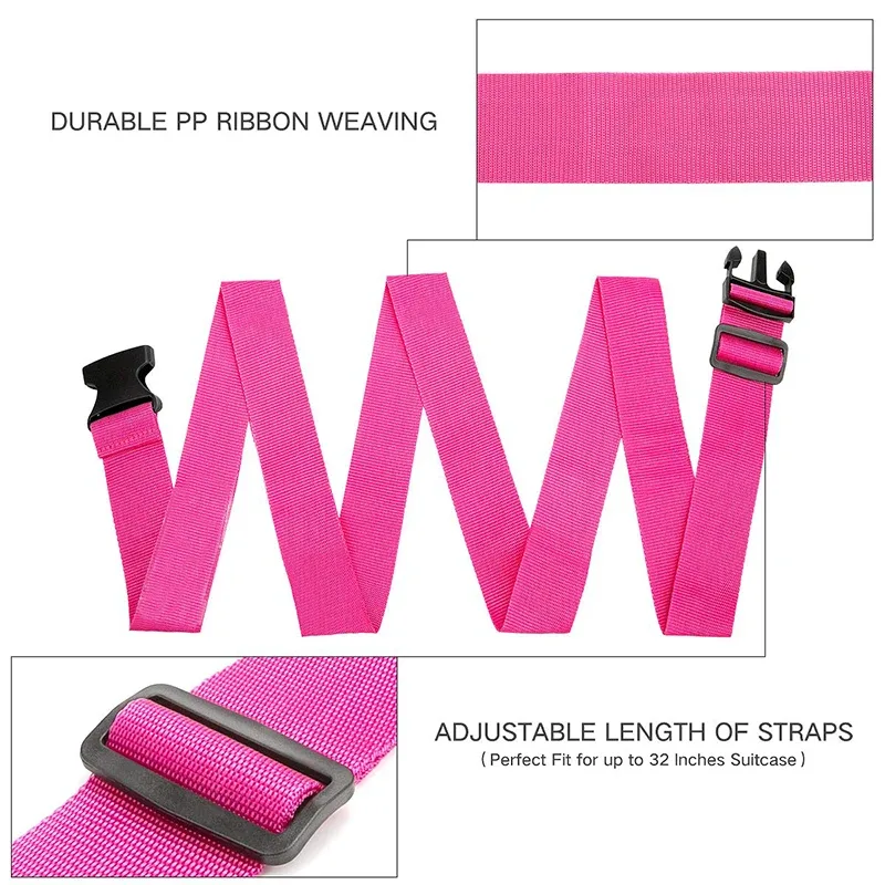 sangles de bagages de forme droite pour valise ceinture de bagage en polyester avec boucle de dégagement réglable, accessoire de voyage