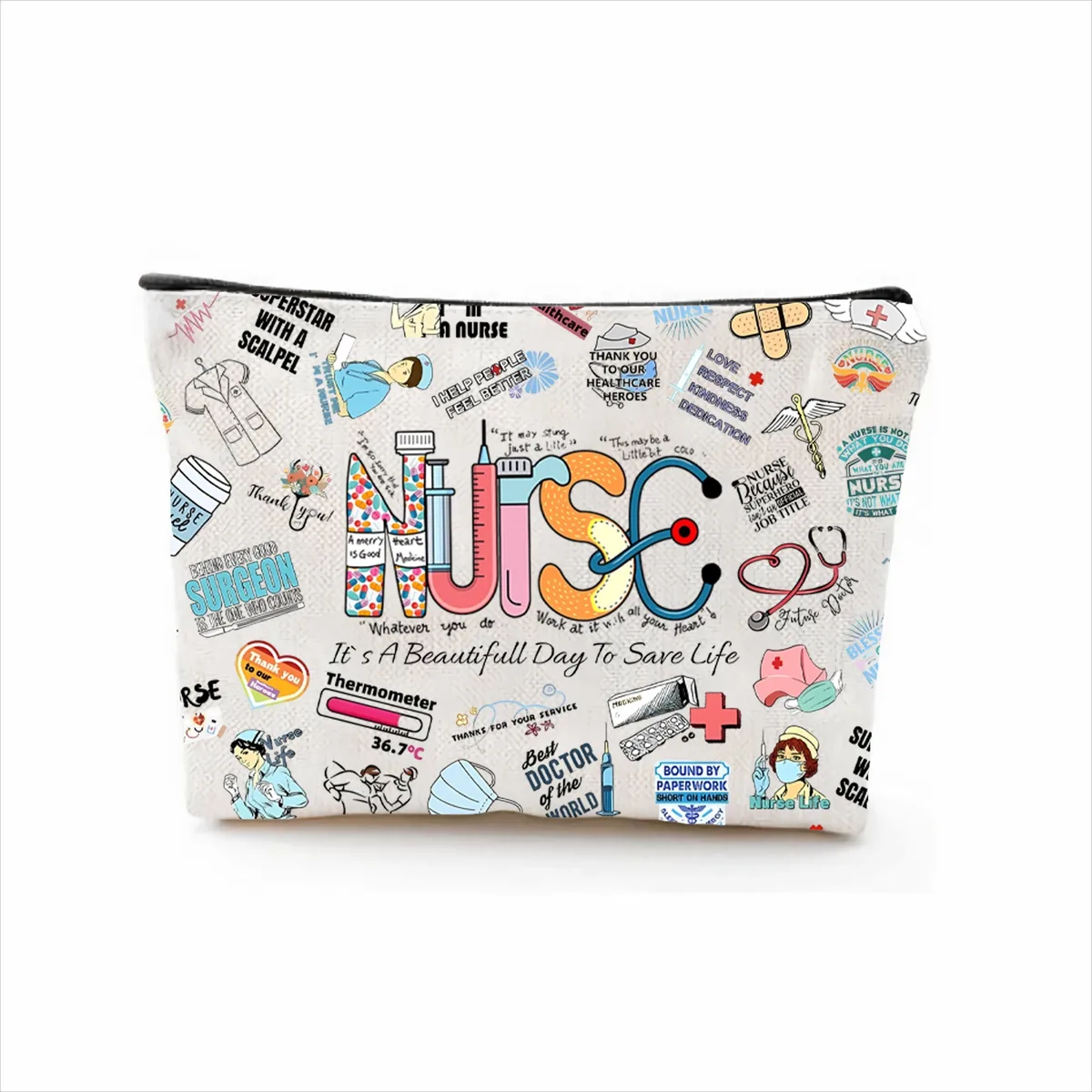 trousse polyester motif floral décontracté pliable extensible cosmétique maquillage voyage salle bain petit format