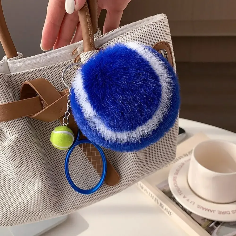 porte-clés de tennis créatif et mignon, accessoires pour clés, pendentif de sac à dos en forme de balle de dessin animé, porte-clés en fourrure de tennis souple diy, cadeau pour fille