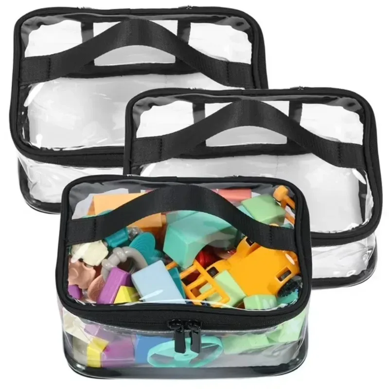 sac de rangement extra large en pvc transparent, 1/10 pièces, organisateur épais et étanche pour jouets cosmétiques, système de pochette transparente réutilisable de voyage
