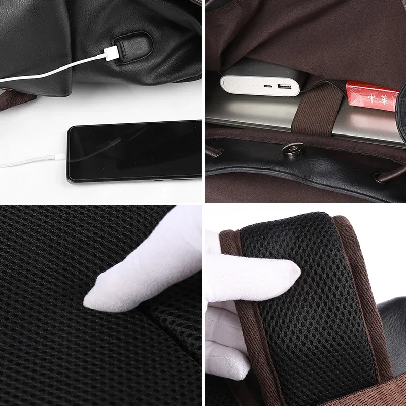 moyyi grand sac à dos de voyage en cuir étanche à rabat hommes femmes adolescents collège étudiant sac d'école décontracté sacs à dos pour ordinateur portable