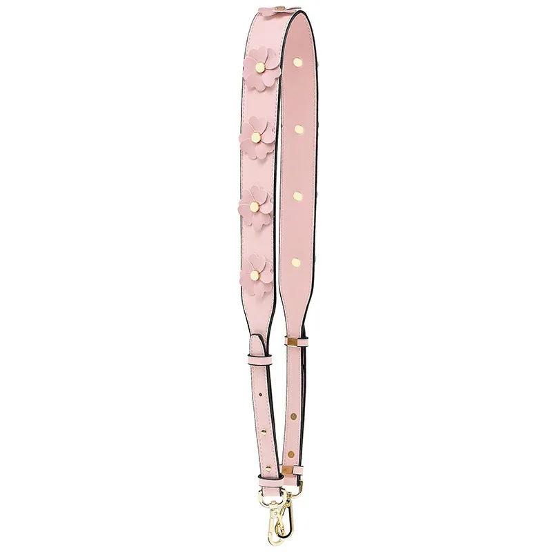 large sangle de sac à bandoulière en cuir pu pour femmes, longue sangle de remplacement pour sac à main, rivet coloré, poignée de sac à bandoulière florale