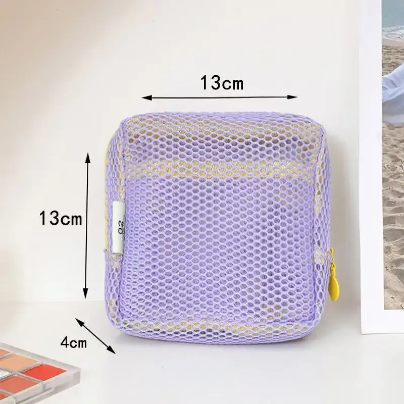 sac de maquillage en maille pour femmes, sac de rangement pour cosmétiques, sac de toilette portable de voyage, sac de rangement pour sous-vêtements