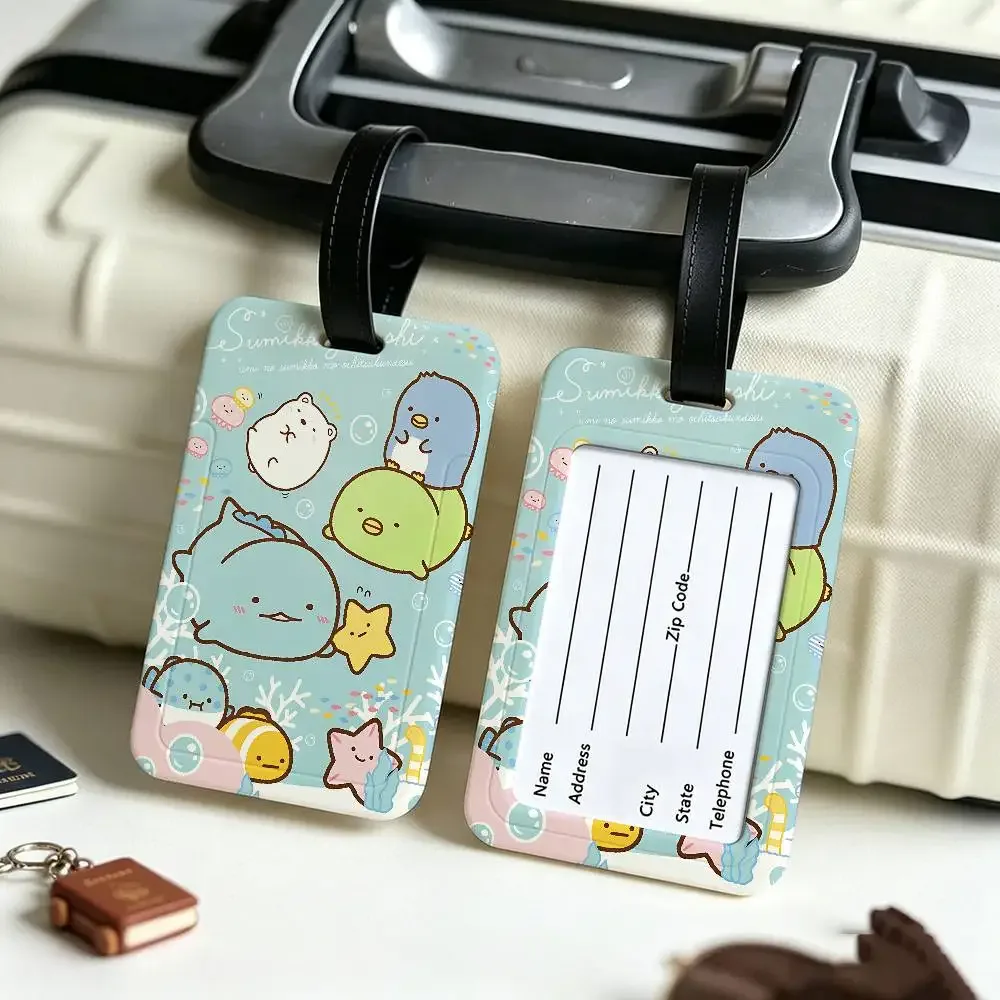 porte-étiquette d'identification anti-perte en pvc flexible sumikko gurashi, anime japonais, pour tous types de sacs de voyage