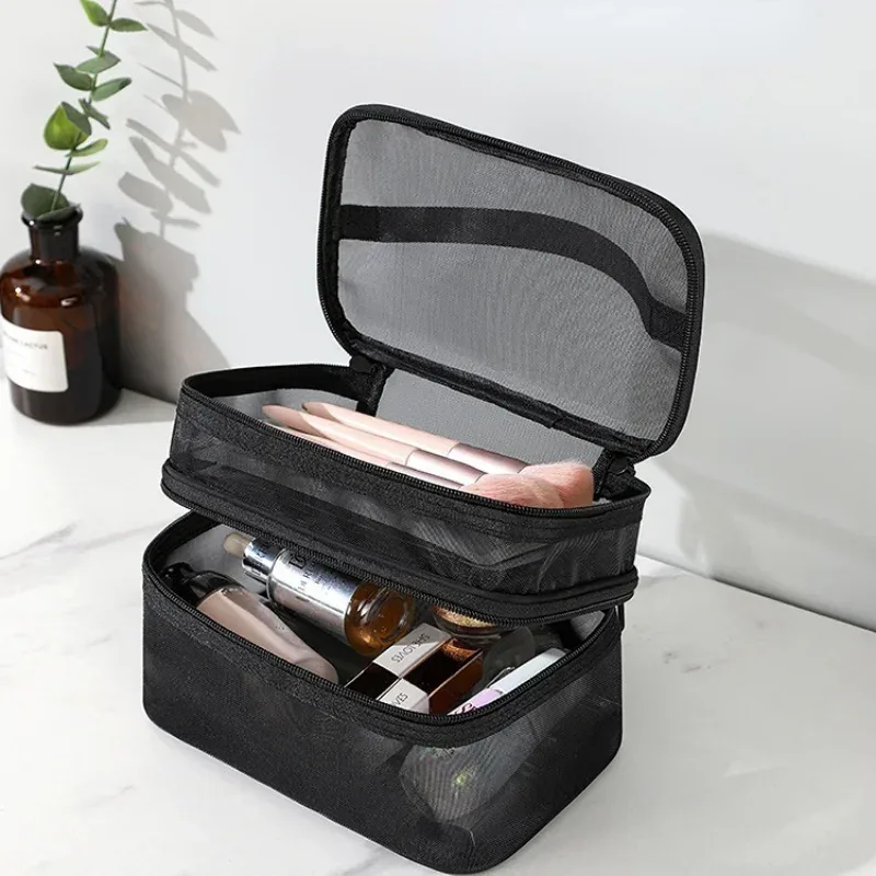 maille transparente pour femme, idéale pour les cosmétiques, le maquillage et les articles de toilette, pour les voyages, le succès des ventes, sac de rangement de maquillage