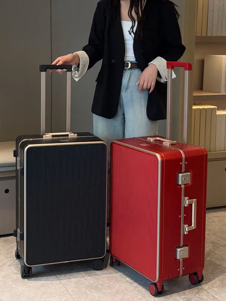 Valise de mode 24 pouces avec cadre en aluminium et coque en PC durable, valise à roulettes grande capacité 28 pouces sur roulettes silencieuses, bagage 20 pouces