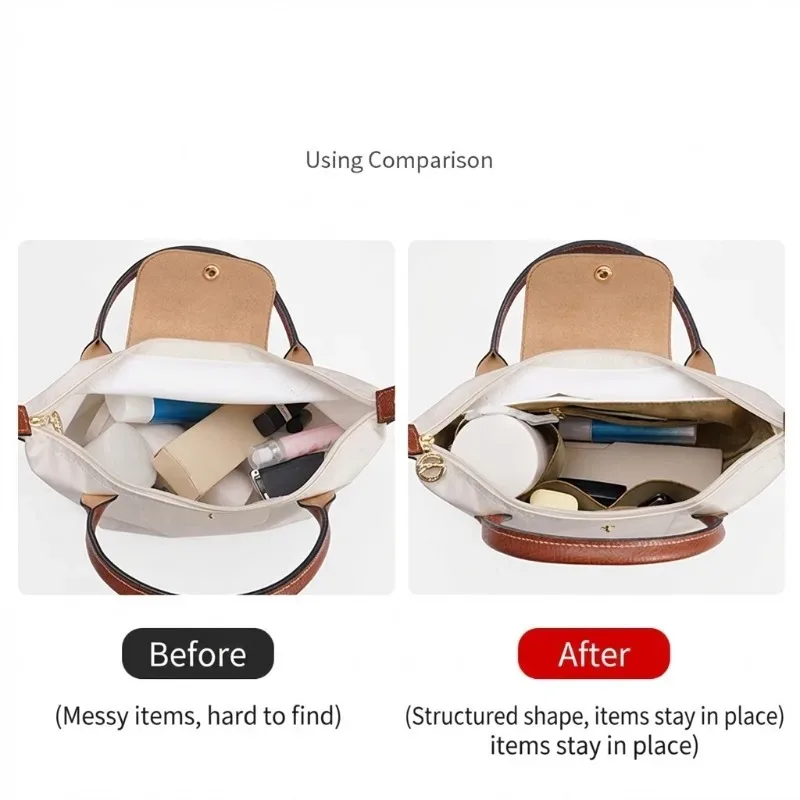 organisateur de sac en papier dupont ultra léger pour sac fourre-tout pliable en nylon, sac à main type dumpling, pochette de maquillage, plusieurs poches