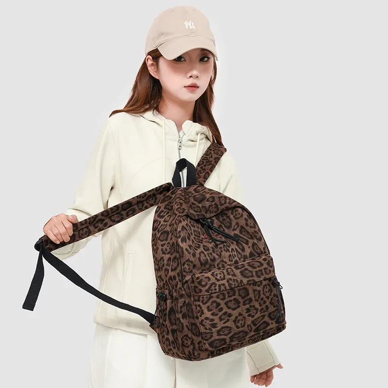 sac à dos oxford imprimé léopard pour femmes, tendance, grande capacité, sac d'école, sac à dos de voyage décontracté pour adolescentes, usage quotidien