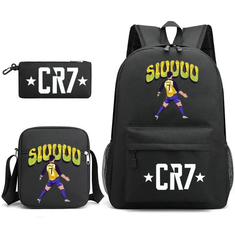 sacs d'école de cosplay football cr7, sac à dos pour ordinateur portable, pour adolescents garçons et filles, 3 pièces/ensemble