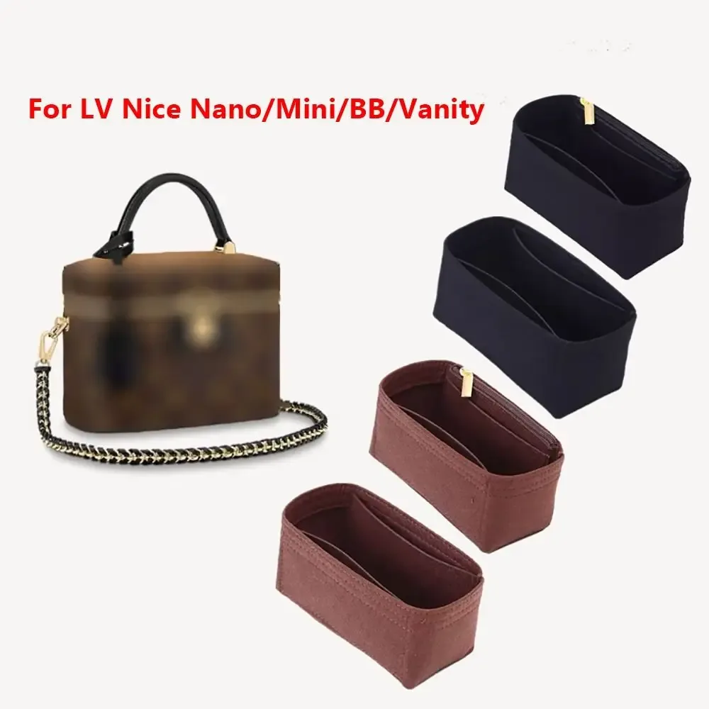 organisateur de sac à main en feutre, insert de sac, support de rangement interne, doublure portable pour sac à main lv nice nano/mini/bb/vanity