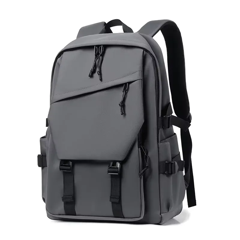 sac à dos simple pour homme en polyester imperméable de 15 pouces, couleur unie, tendance, pour couple, étudiant, ordinateur portable