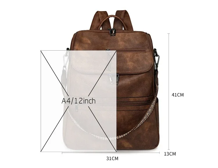 nouveau 2025 femmes grand sac à dos pour ordinateur portable en cuir 15.6 pouces étanche décontracté mode affaires rétro voyage sac à bandoulière pour collège