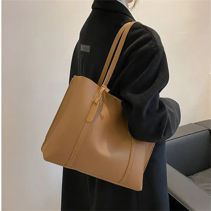 sac pour femmes de grande capacité, nouveau sac fourre-tout en cuir souple, sacs à bandoulière simples décontractés et polyvalents pour femmes, sacs à main de style coréen