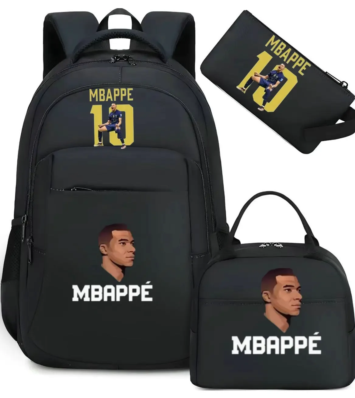 sac à dos m-mbappe camouflage 3 pièces, sacs d'école pour ordinateur portable, pour garçons et filles, sacs de voyage décontractés pour femmes et hommes, mochila