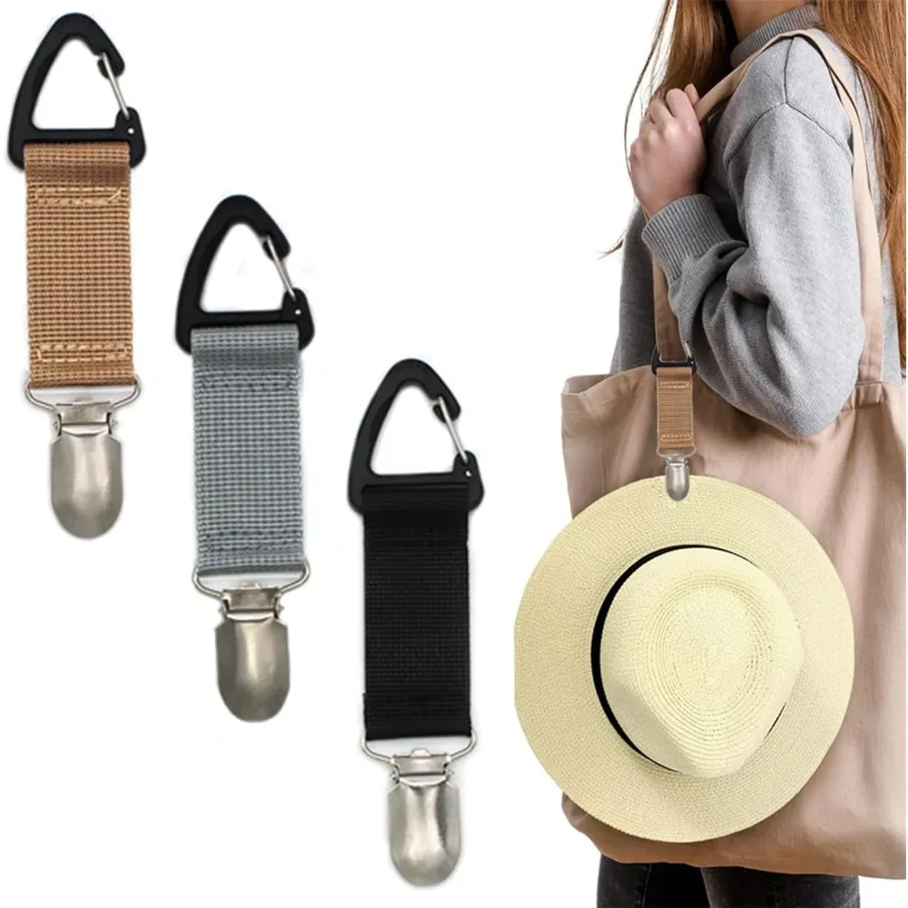 clip voyage chapeau nylon bande élastique boucle métal sécurité robuste fixation sac main dos bagages enfants ados camping extérieur