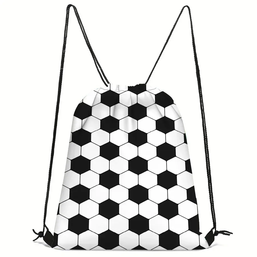 sac de sport à cordon de serrage imprimé football, sac à dos unisexe, motif créatif durable pour la randonnée et les voyages