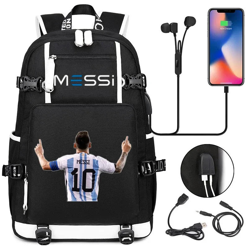messi-sac à dos camsolomon pour adolescents, sac d'école pour filles, garçons, femmes, hommes, cartable pour étudiants du milieu, grand ordinateur portable