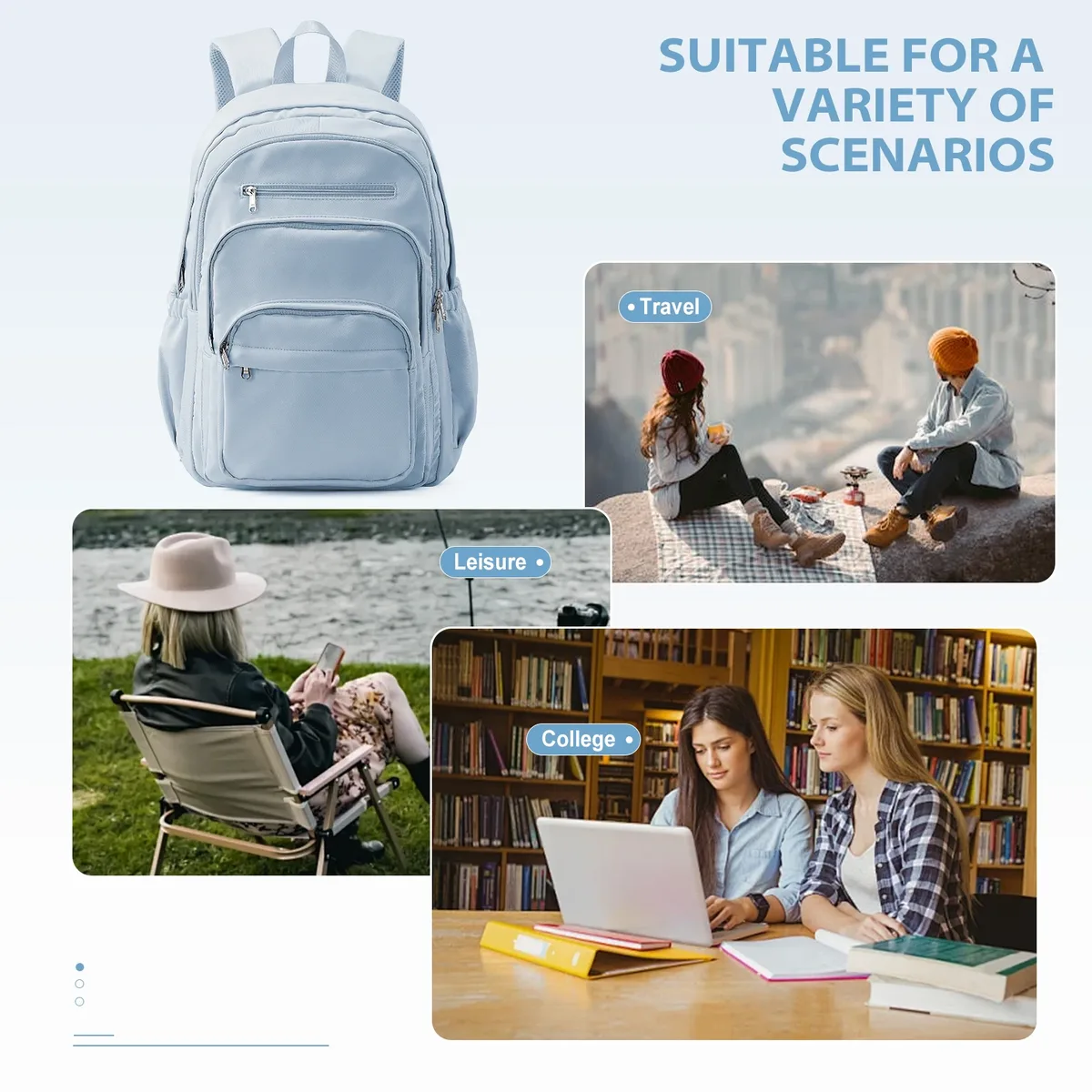 sac à dos pour femme, grande capacité, léger, sac d'école, sac à dos pour ordinateur portable, multi-poches, sac à dos pour écolière, sacs à dos pour tous les jours