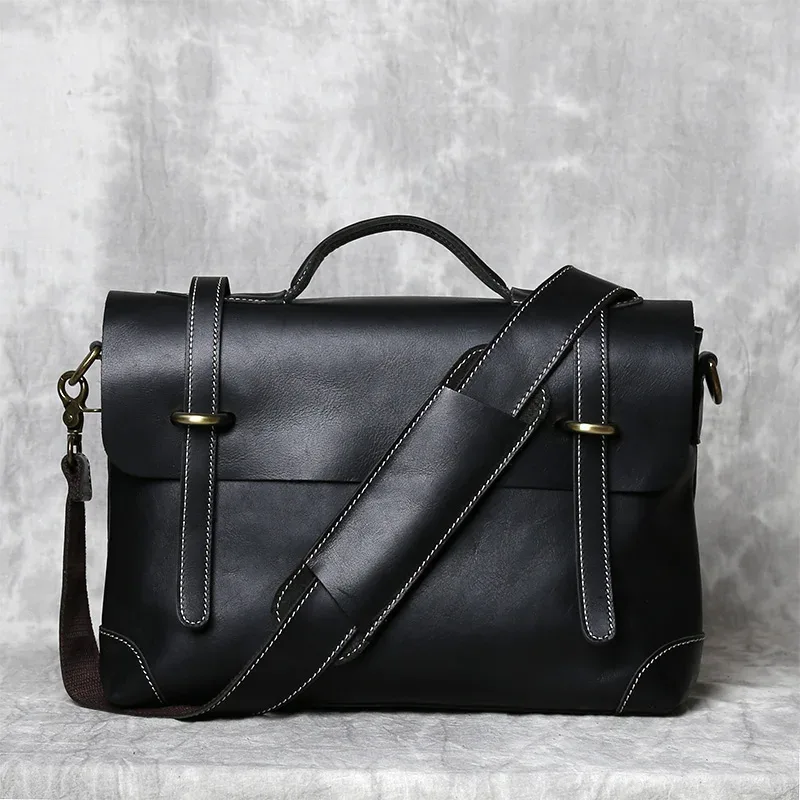 sac à main rétro en cuir pour hommes, sac à bandoulière avec couche supérieure en cuir de vache, porte-documents crazy horse, sacoche d'ordinateur de grande capacité, nzpj