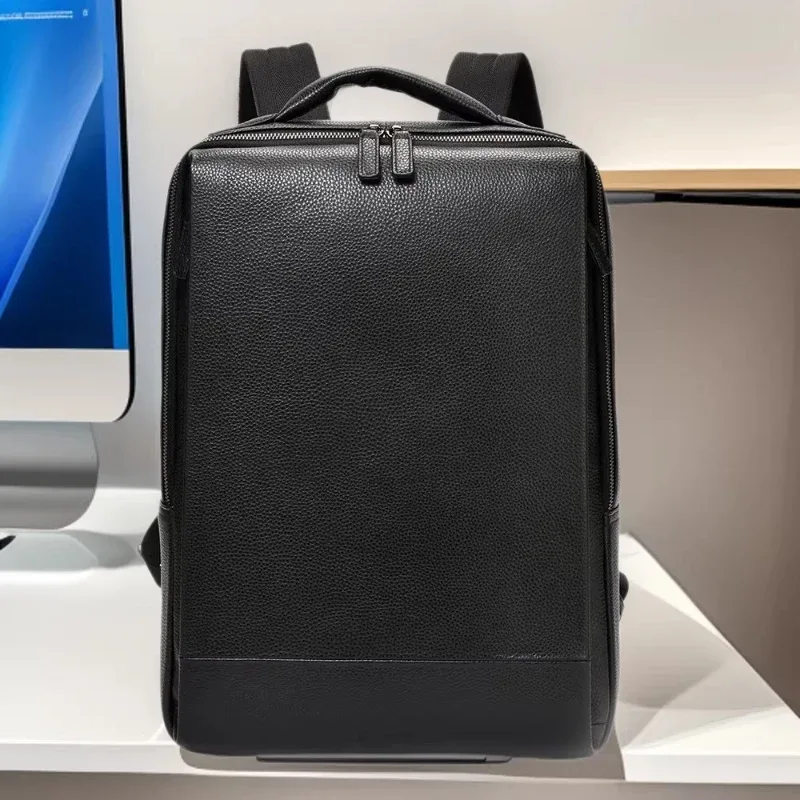 sac à dos en cuir véritable pour hommes, nouveau design, sac à dos de voyage, décontracté, pour l'école, pour ordinateur portable, grand format