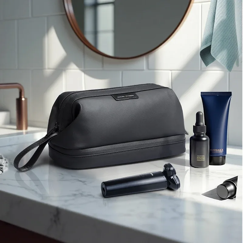 trousse de toilette double compartiment humide/sec mark ryden avec poignée à accès rapide