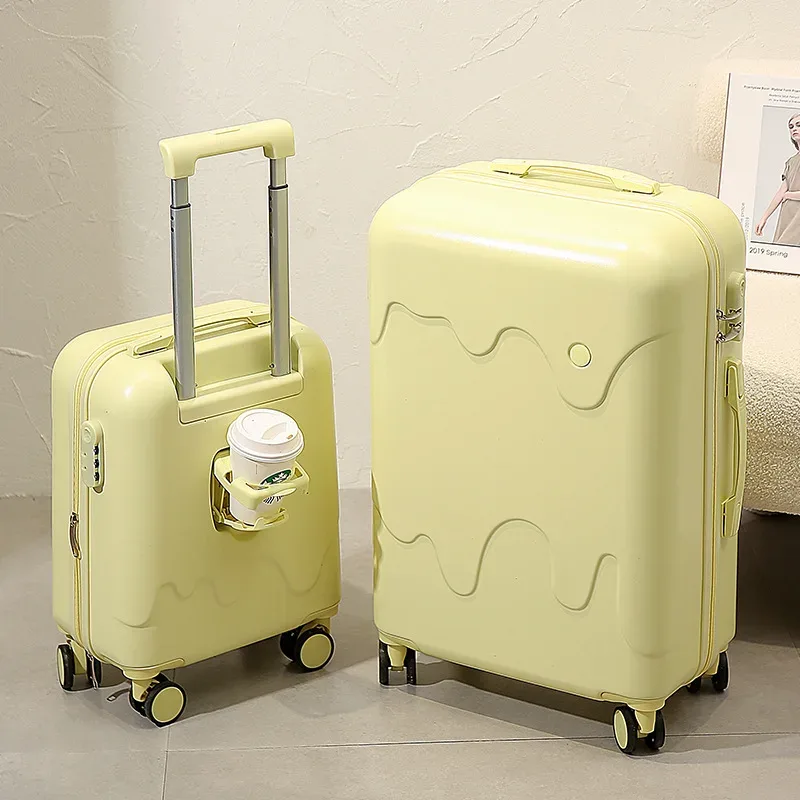 valise à roulettes de type crème glacée pour étudiants, valise à roulettes à quatre roues, bagage multifonctionnel, style mignon, boîte à serrure pour garçons, voyage, nouveau, 2025