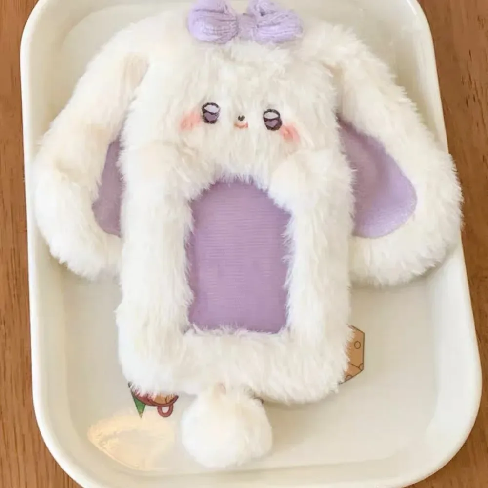 étui à cartes photo en peluche, mignon, dessin animé, lapin, chien, chat, porte-cartes, portable, ins, porte-cartes, étudiants, idole, photos, housse de protection