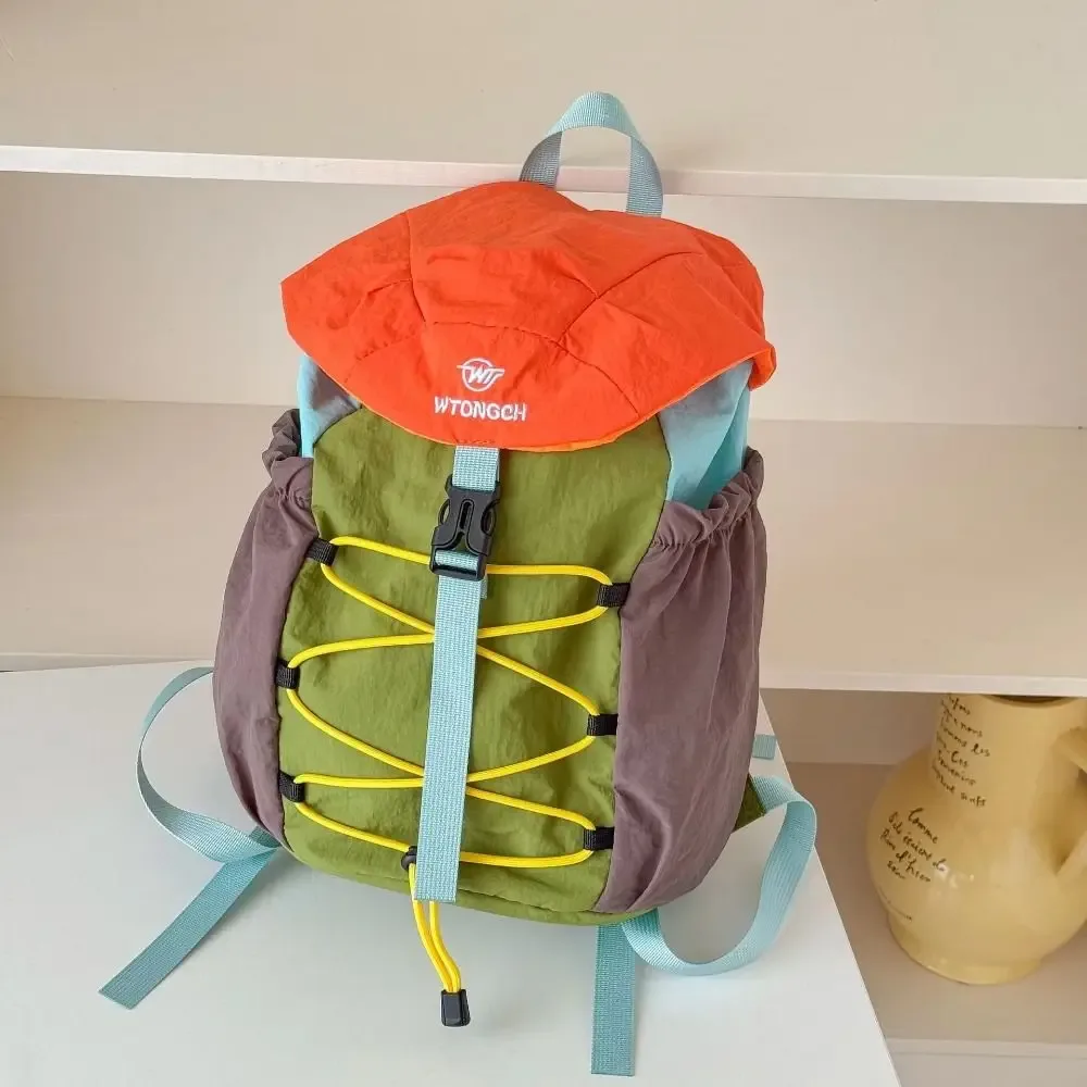sac à dos de sport créatif à cordon de serrage, grande capacité, léger, avec bretelles d'épaule, fermeture à cordon, design color block