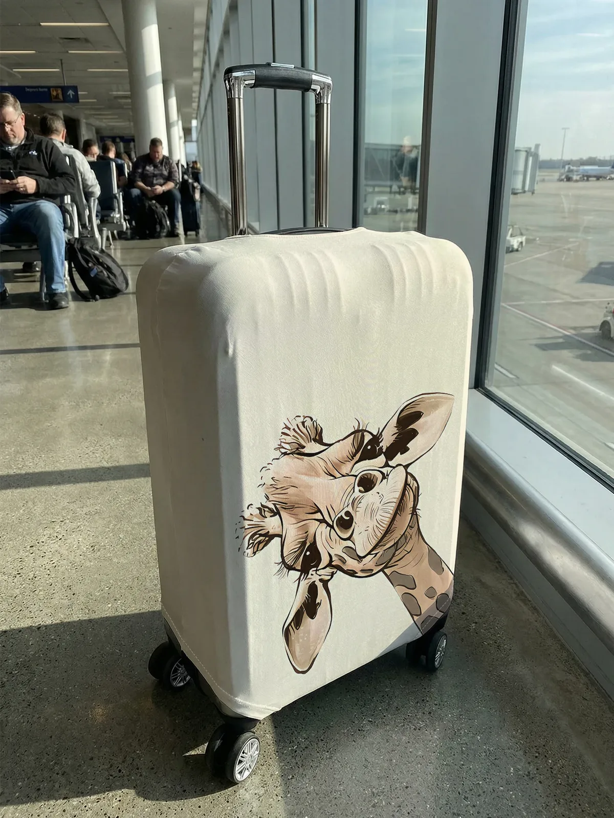 housse de bagage imprimée girafe inclinée de style dessin animé, adaptée aux bagages de 18 à 32 pouces, protection de valise, accessoires de voyage
