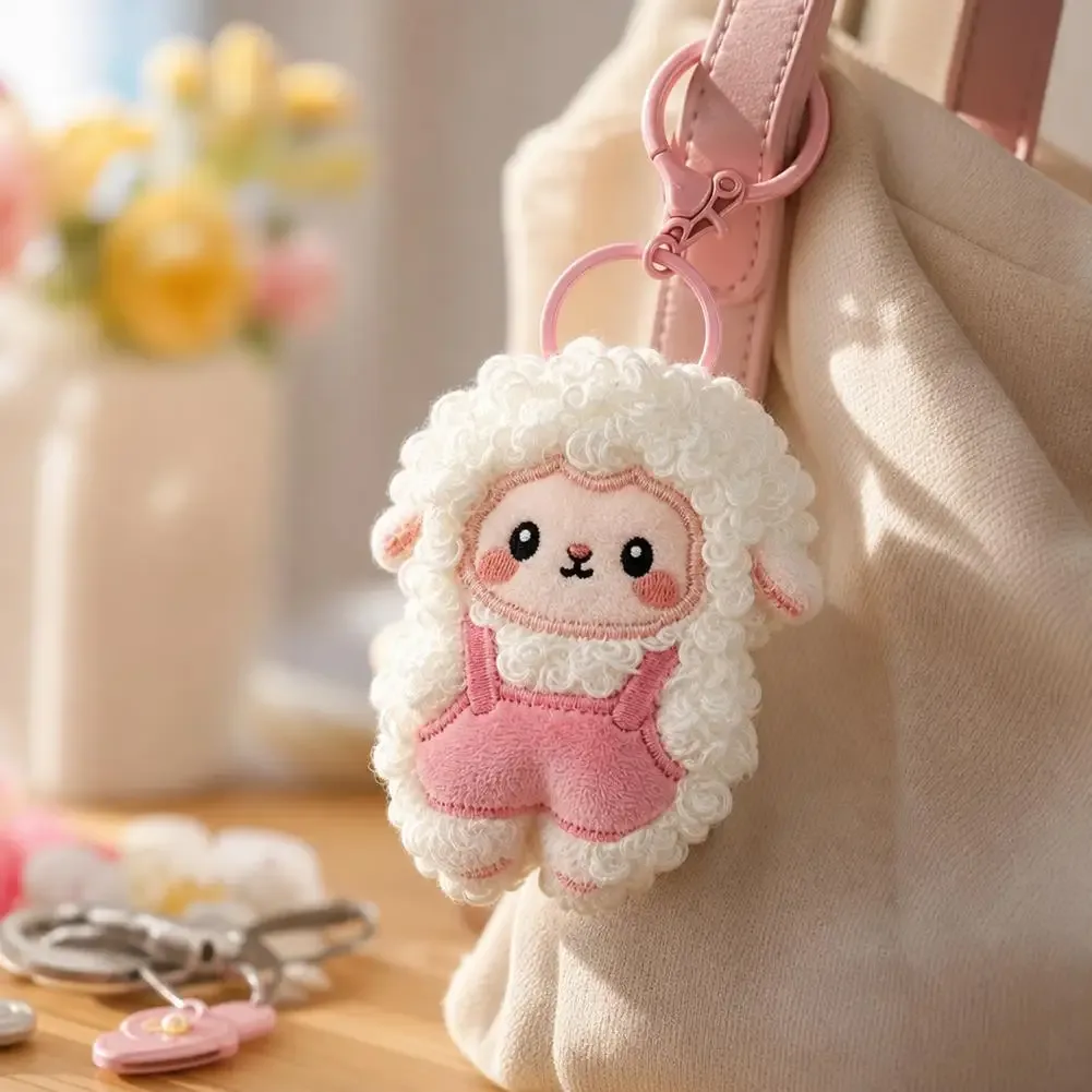 porte-clés sac à dos en peluche mouton bouclé, pendentif agneau dessin animé kawaii, ornement de sac, cadeau pour couple, petite amie, décoration