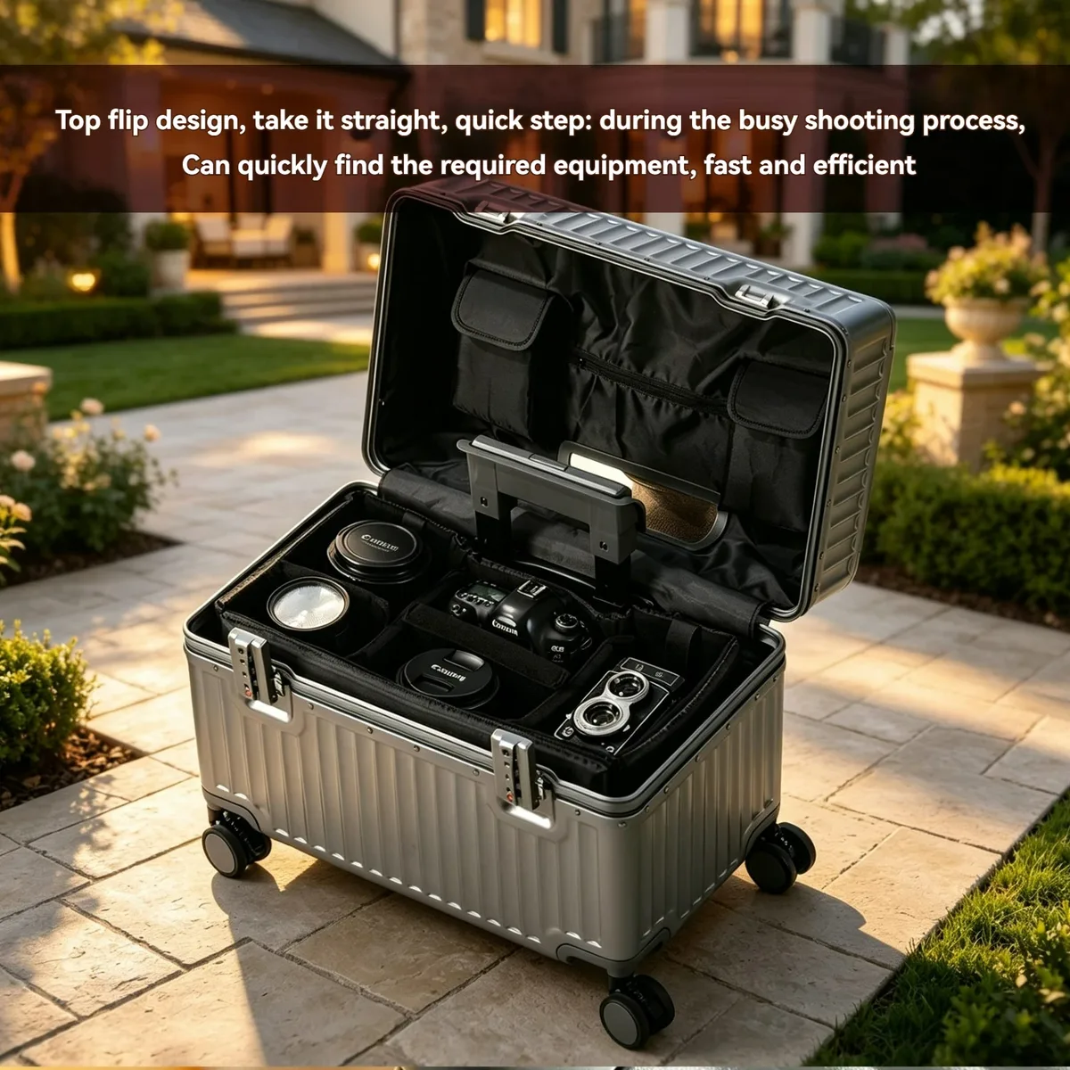 valise cabine en aluminium de 18 pouces, petite valise à roulettes adaptée aux voyages courts, aux affaires et à l'utilisation au bureau, avec roues universelles et serrure douanière.