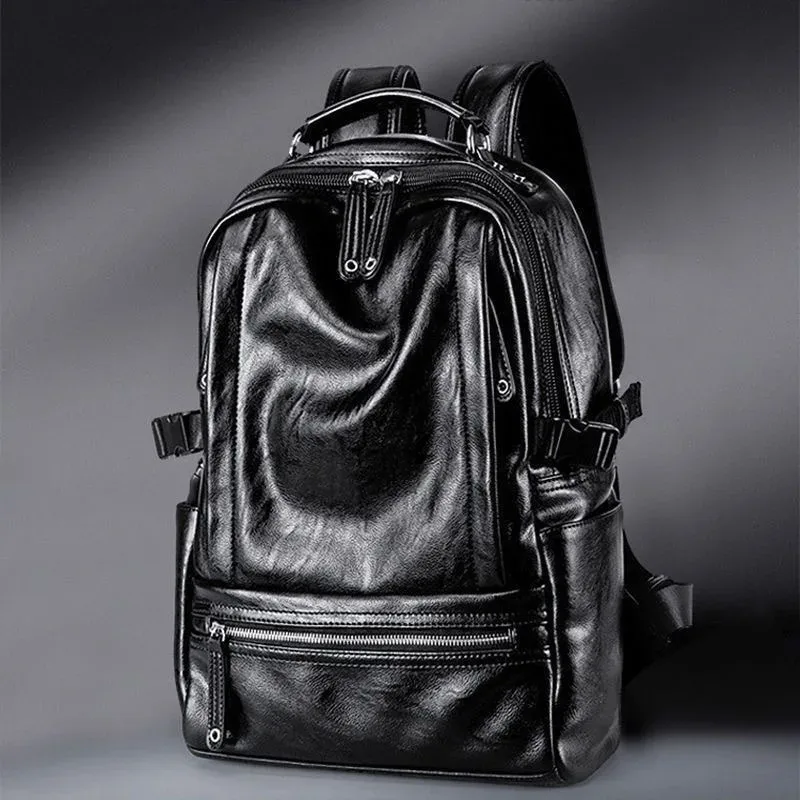 sac à dos en cuir souple pour hommes, grande capacité, pour ordinateur portable de 14 pouces, sac de jour d'extérieur, sac de voyage multifonction