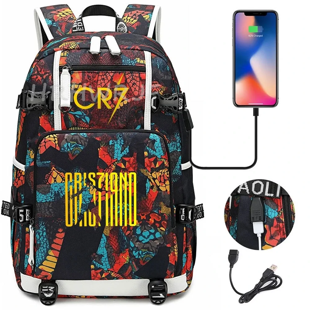 sac à dos usb cr7 pour superstars du football, sac de voyage pour ordinateur portable, sacs d'école noirs pour hommes, sacs d'école pour étudiants, mochilas, cadeau