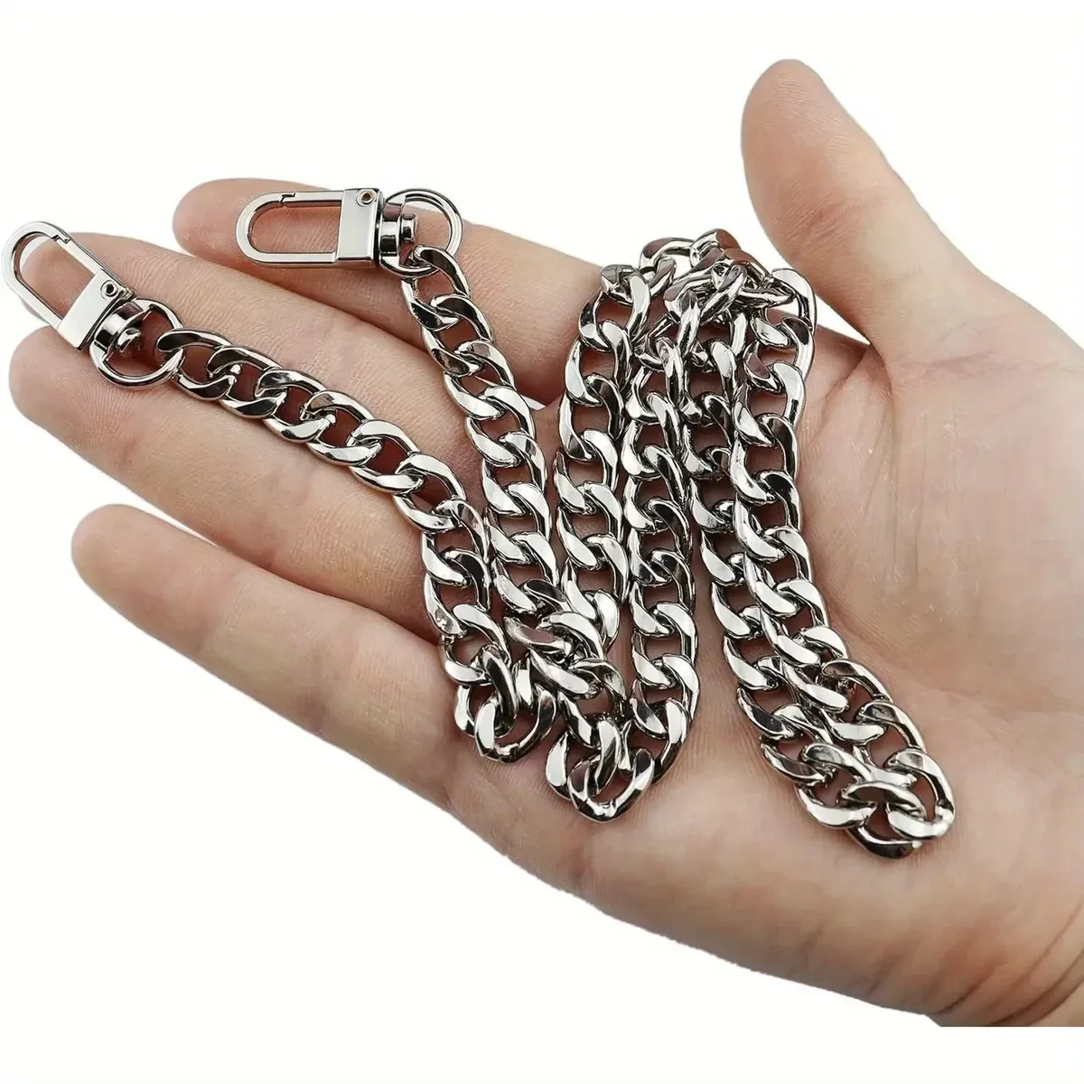 sangle de chaîne de sac à main, sangle de chaîne plate, chaînes de sac à main avec boucles en métal pour portefeuille, sacoche, fourre-tout, sac à bandoulière, remplacement de chaîne