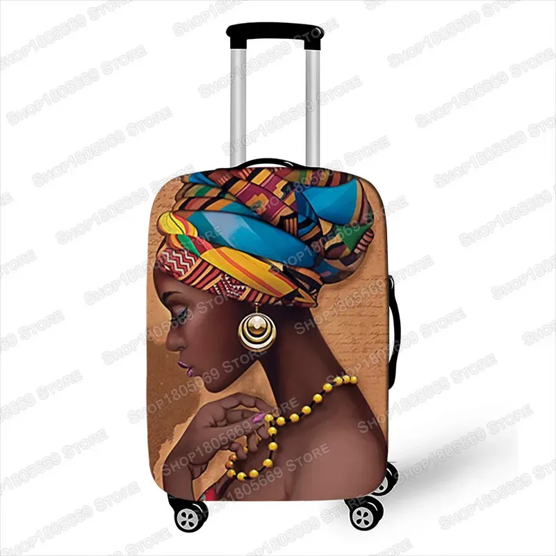 housse de bagage imprimée à motif afro pour voyage, housse de valise marron pour femmes africaines, housse de protection élastique pour chariot de voyage