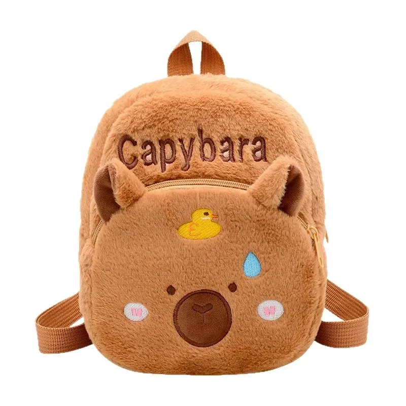 nouveau style sac à dos en peluche pour femmes, cadeau pour filles et enfants, sac à dos portable en peluche capybara, animaux de dessin animé mignons, sac à dos capybara