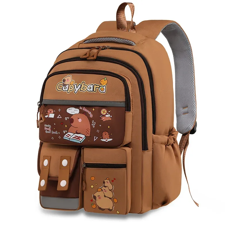 kawaii capybara école sac à dos 3 pièces filles sacs d'école ensemble sacs à dos décontractés enfants livre sac enfants cartable voyage sac à dos